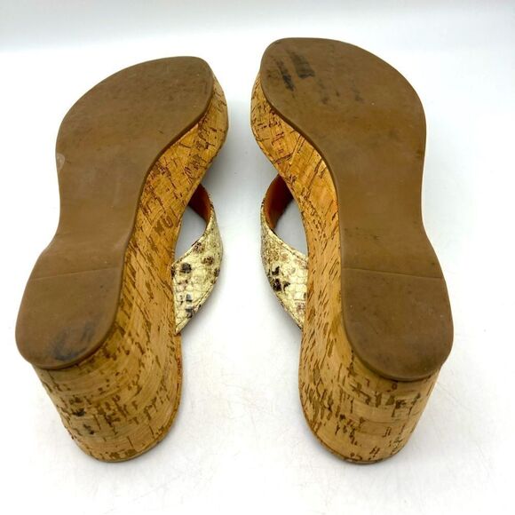 Tory Burch Thora Shake Print Leather/Cork Wedge Sandals Size 7,5 - Picture 8 of 8